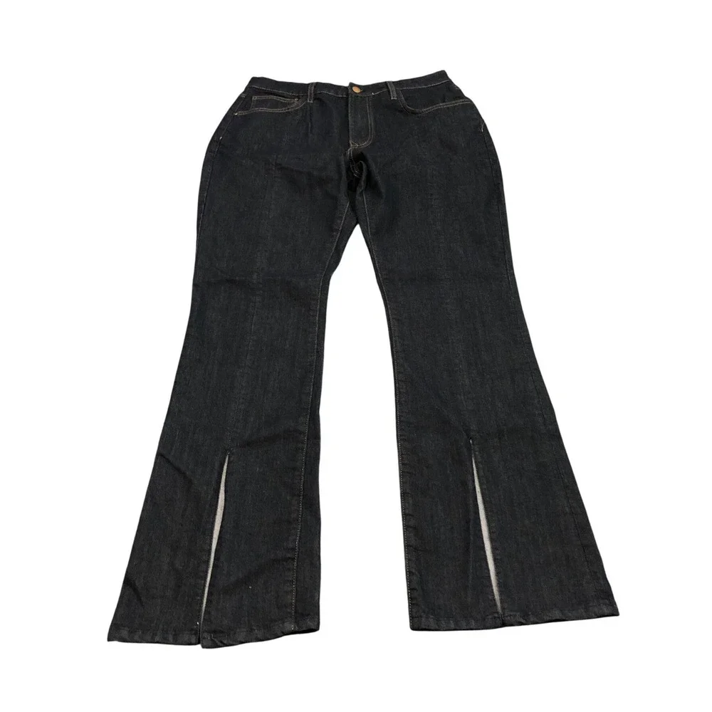 Pilcro Jeans Womens 32‎ Blue Dark Wash Flare Split Hem Denim Pants